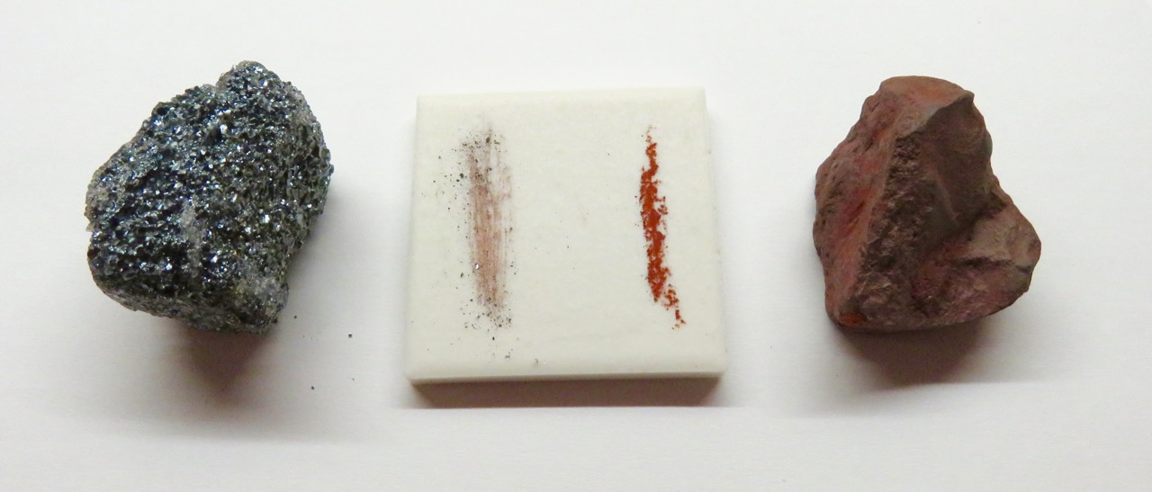 Unglazed porcelain streak plate with mineral streaks