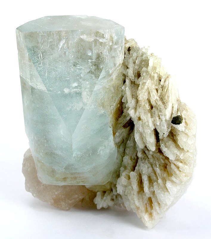 Prismatic topaz crystal with lengthwise striations