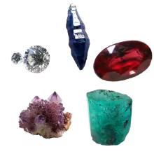 Cut and rough gemstones